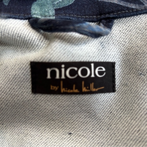 Nicole Miller Dark Floral Jean Jacket Sz XL - Picture 7 of 9